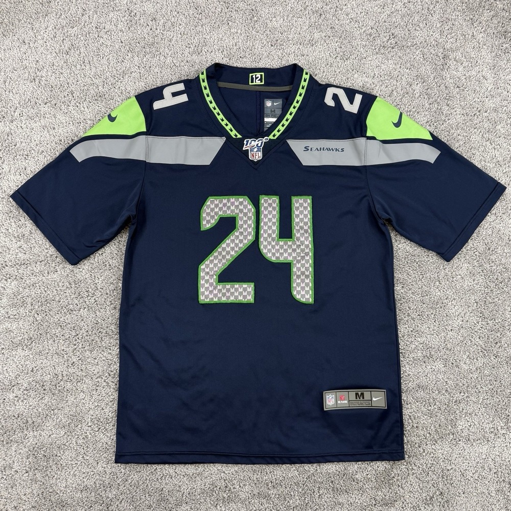 Nike Marshawn Lynch Jersey Men's M Navy Seattle Seahawks On Field #24
